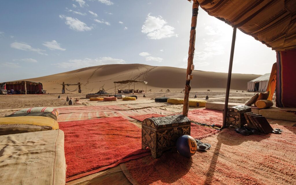 Private camp set up in Morocco in the Sahara Desert by Epic Travel
